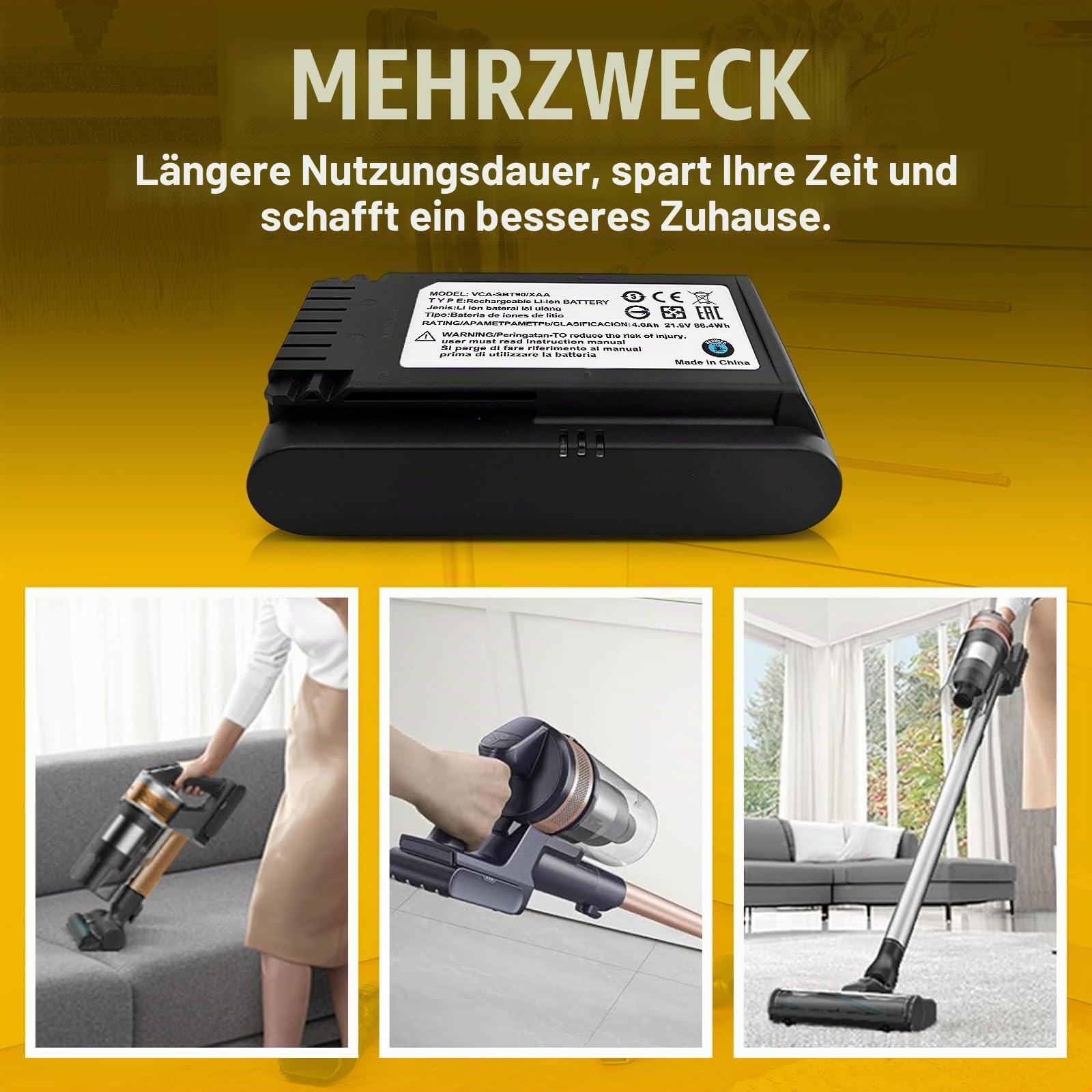 4.0Ah Akku für Samsung VCA-SBTA60 VCA-SBT90 VCA-SBT90EB, Kompatibel mit Samsung JET60 JET65 JET70 JET75 JET90 kabellosen Staubsauger. Nicht die Staubsauger der Serien Jet 85 JET95 und Jet Bespoke