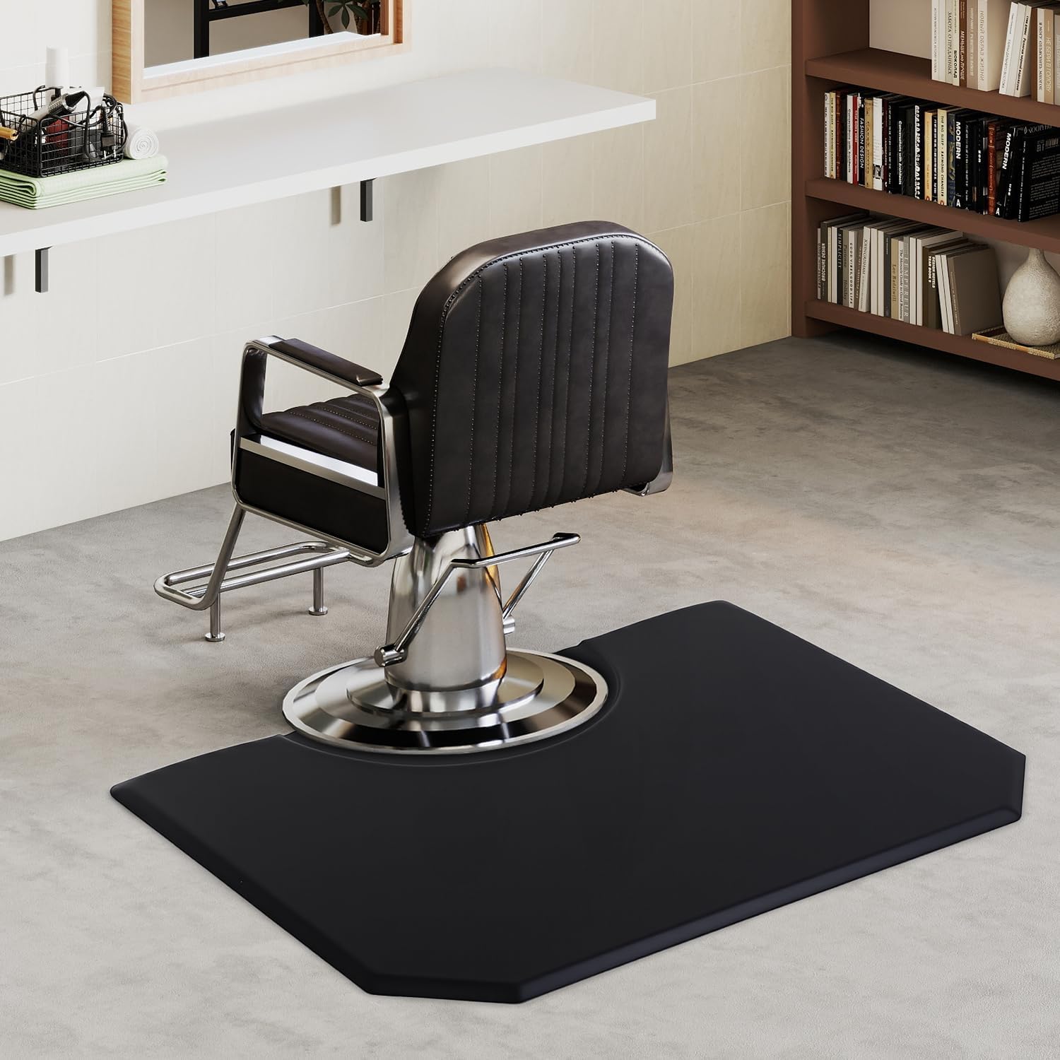 Black 5'x4' 1/2" Thick Barber Salon Anti Fatigue Floor Mat Beauty Supplier