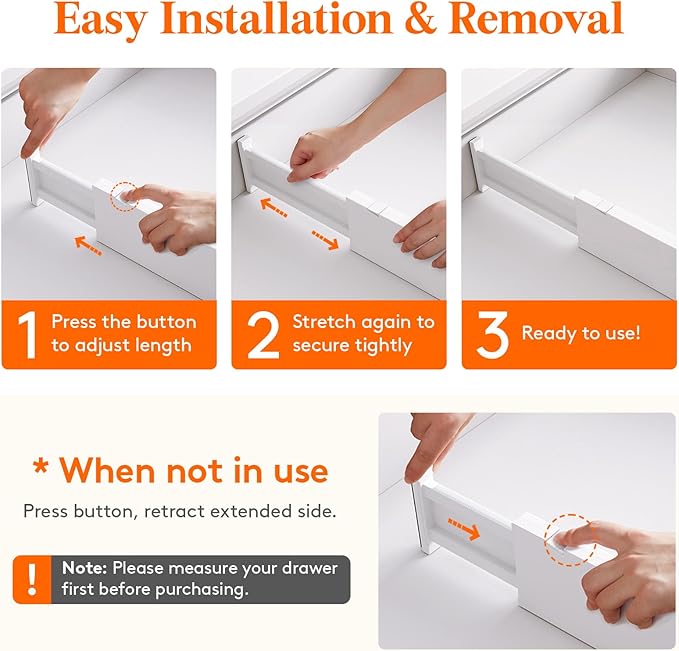 Lifewit 8 Pack 4 High Drawer Dividers 28-43.5cm/11-17 Adjustable Drawer Organizer