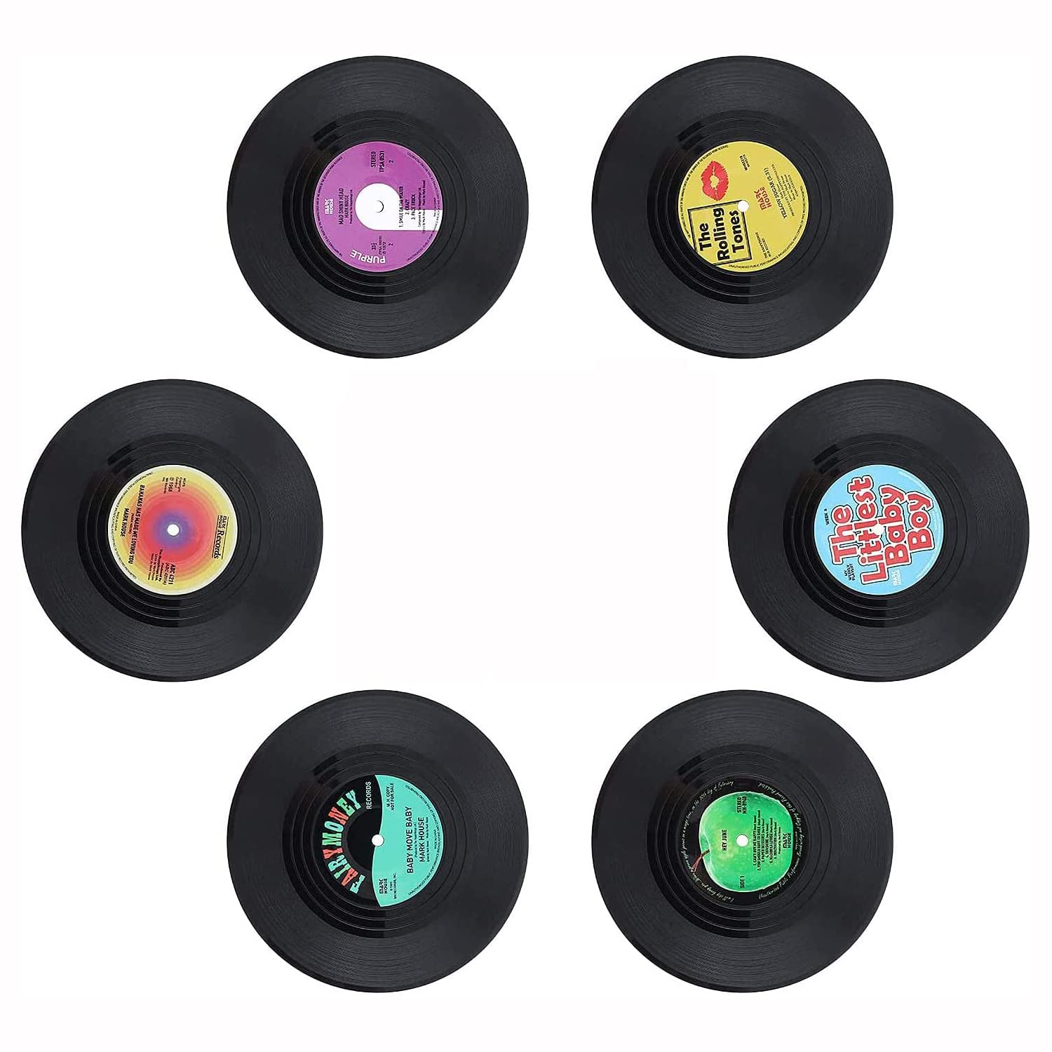 6 Pièces Sous-Verres Rétro Tapis De Table Vinyle, Dessous De