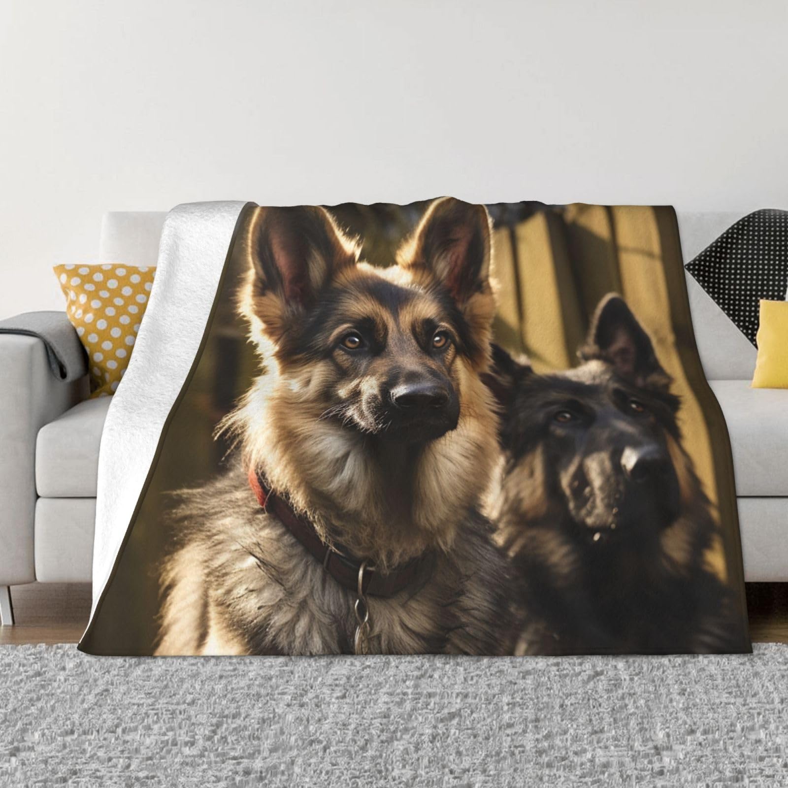 KLOPH German Shepherd Throw Blanket 40"x30" Flannel Fluffy Warm Blanket for Couch, Reversible Plush Blankets for Bed, Comfy Fuzzy Blanket for Sofa, Plush Lightweight-Blankets for All Season