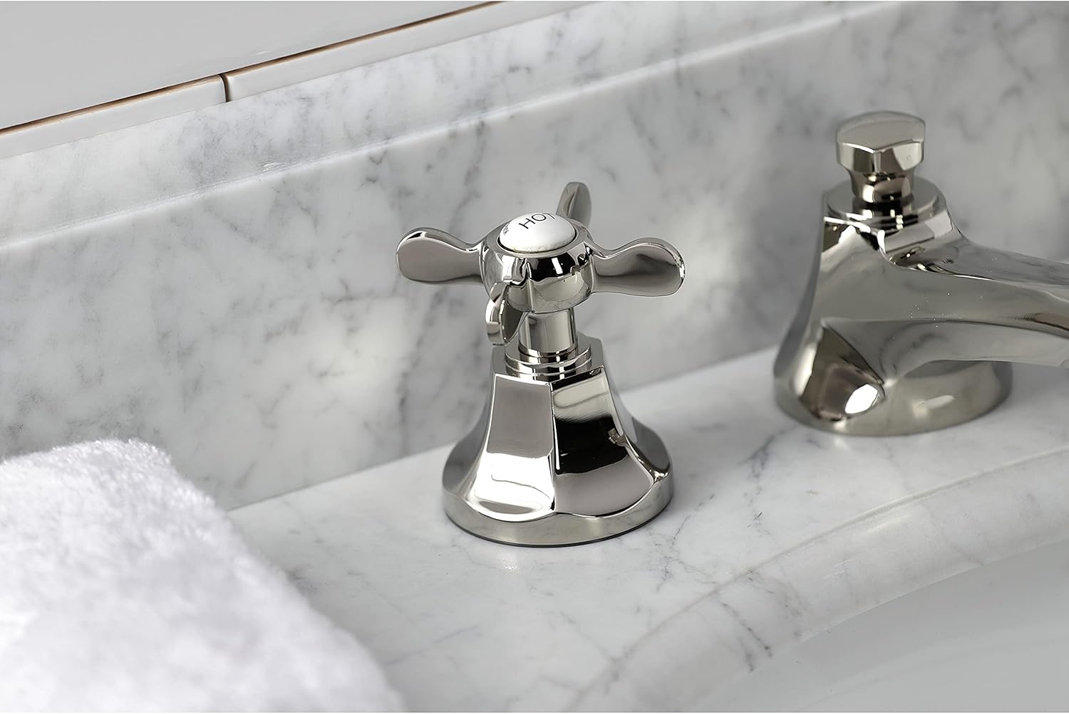 Kingston Brass KS4466BEX Essex 8" Widespread Bathroom Faucet, Polished Nickel