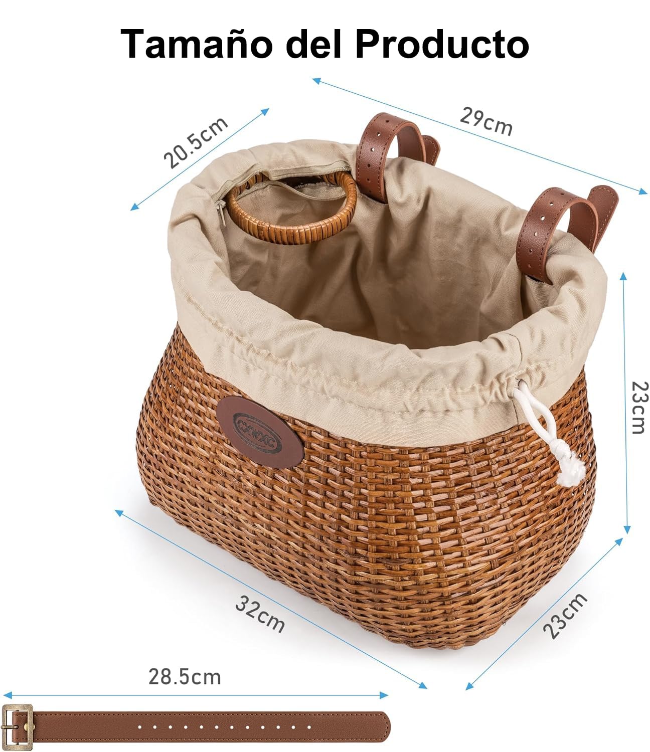 CXWXC Cesta de Bicicleta – Cestas de ratán Hechas a Mano para niñas y Mujeres – Cesta Frontal para Bicicleta con Soporte para Taza de café para Crucero de Playa, Scooter, Bicicleta eléctrica