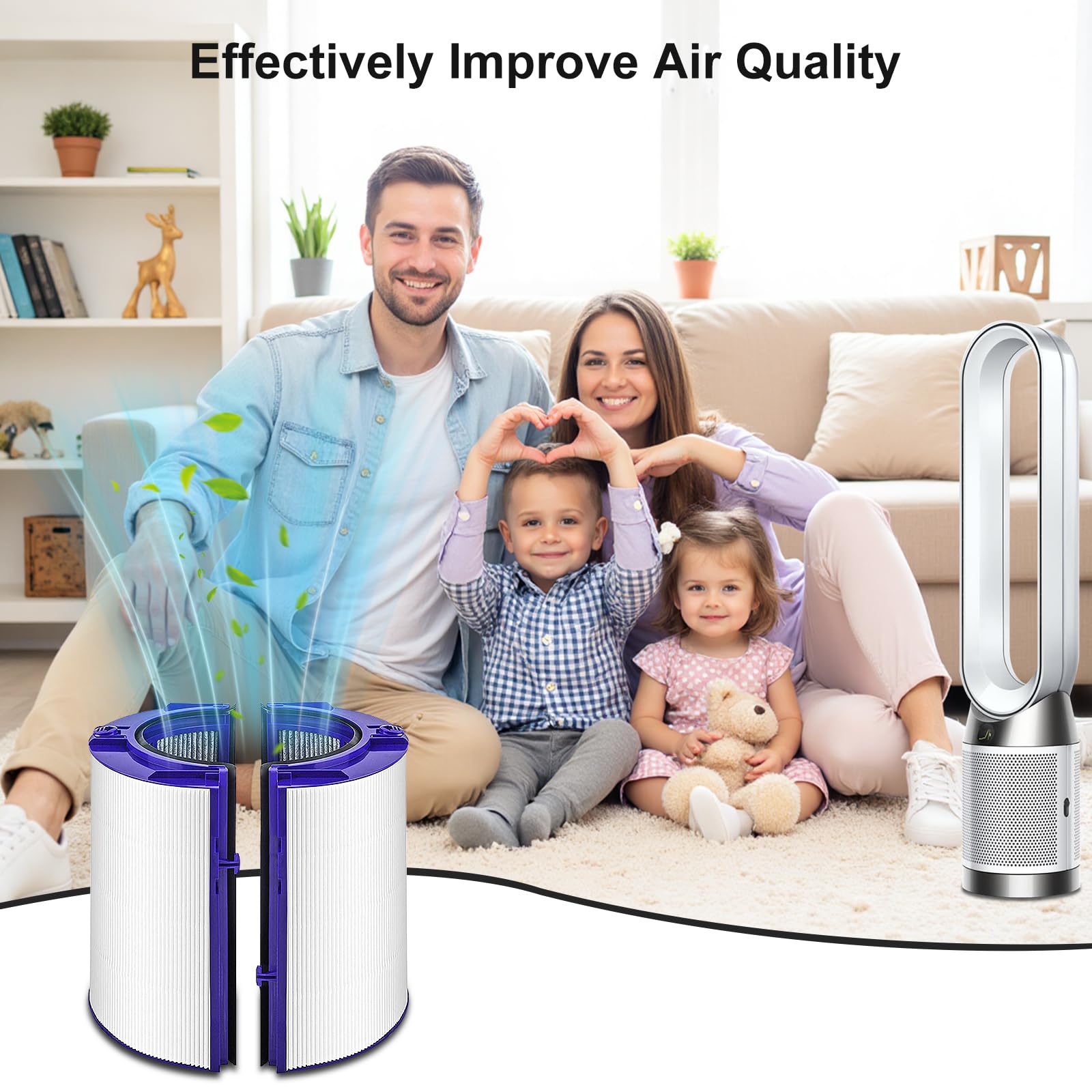 Filter für Dyson Pures Hot+Cool HP1 PC1 PH01 PH02 DP04 HP04 HP4B TP04 TP4A HP06 TP06 HP07 TP07 TP7A HP09 TP09 HP10 TP10 HP11 TP11, 360° Glas HEPA+Carbon Luftreinigerfilter