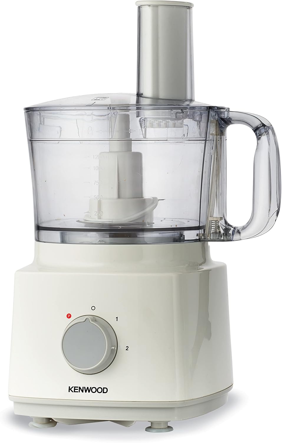 Assembled Kenwood FDP03 Food Processor with clear bowl and lid.