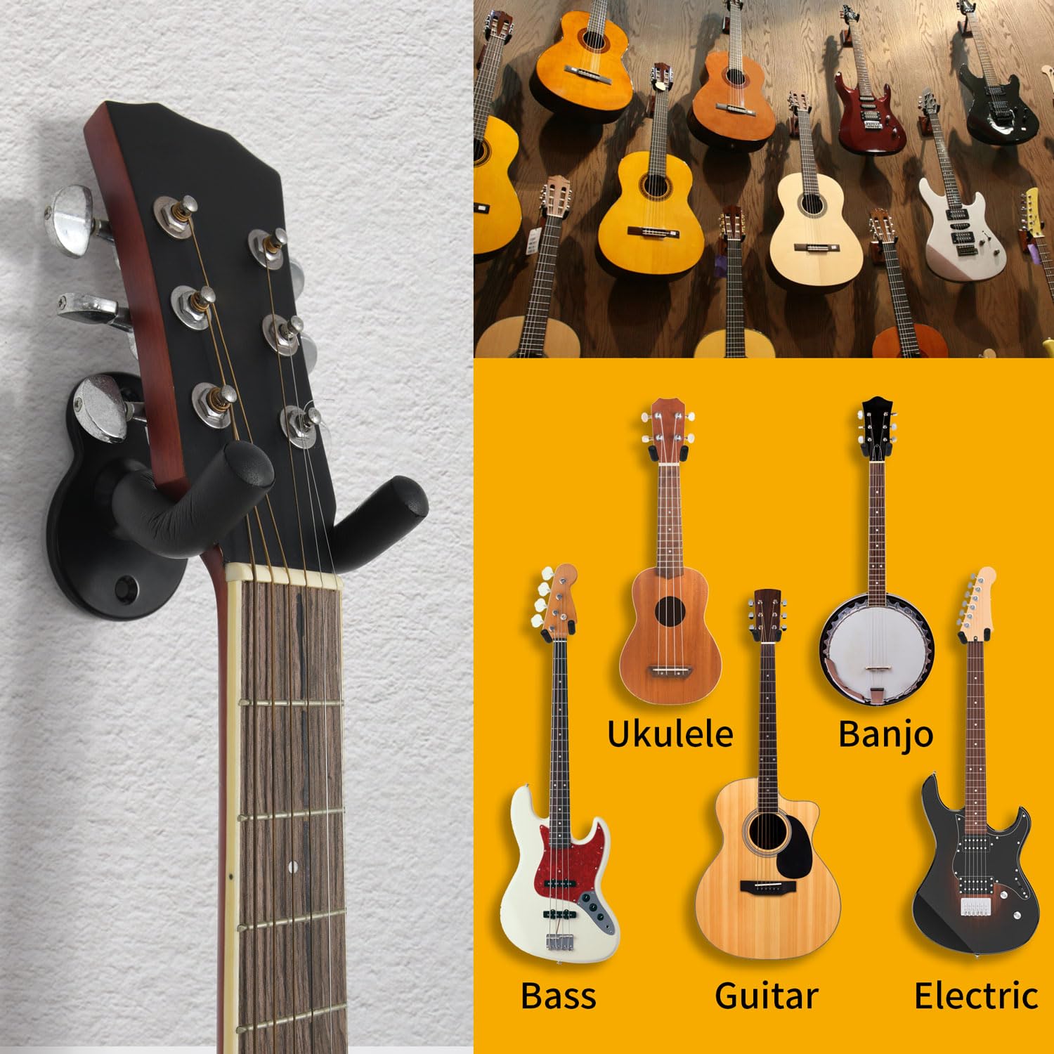 WOGOD Supporto da parete per chitarra (stile chitarra -5P)