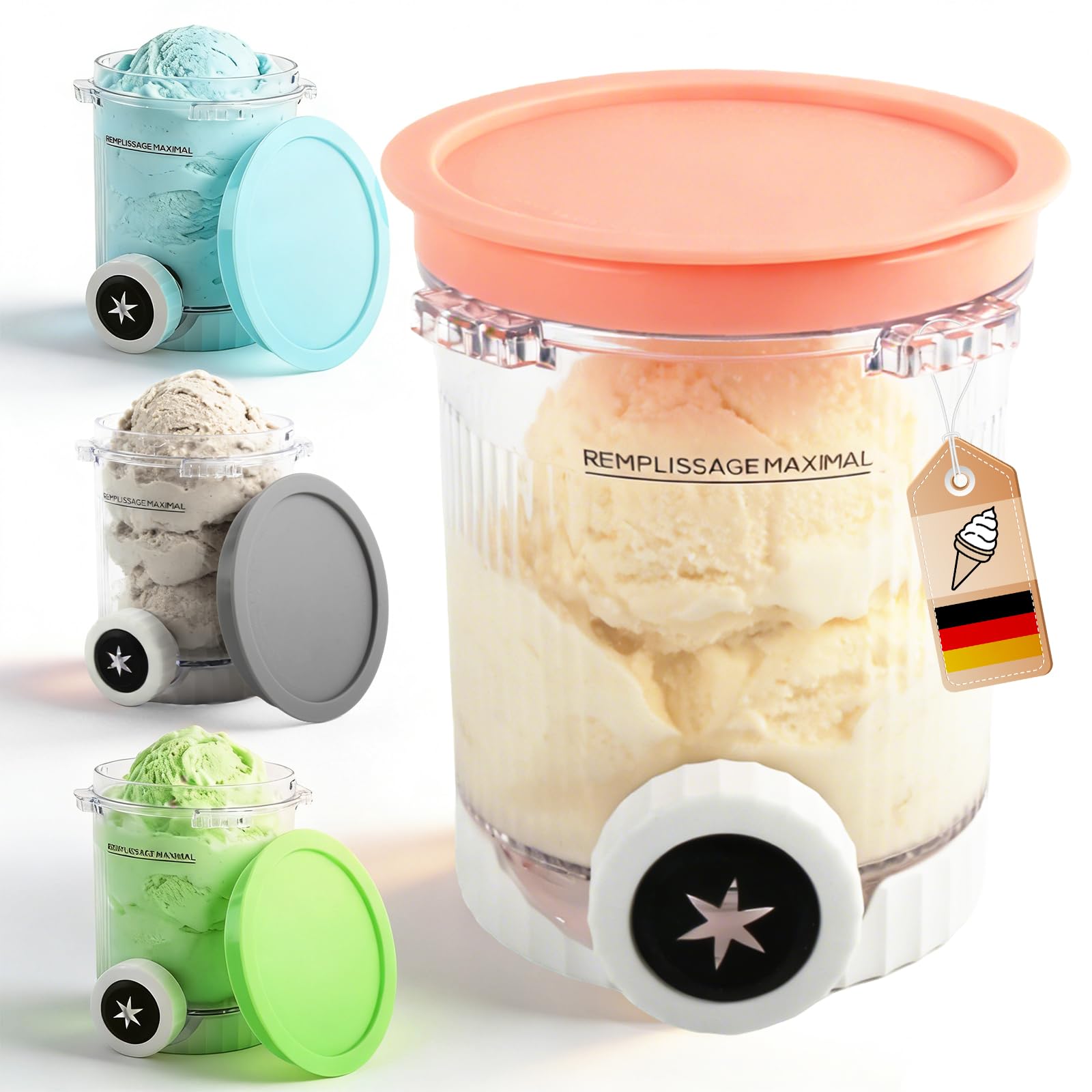 4 pièces de rechange pour Creami Swirl NC701EU 480 ml, sans BPA et lavable au lave-vaisselle, adaptés aux accessoires pour machines à glaces et à glaces à l'italienne