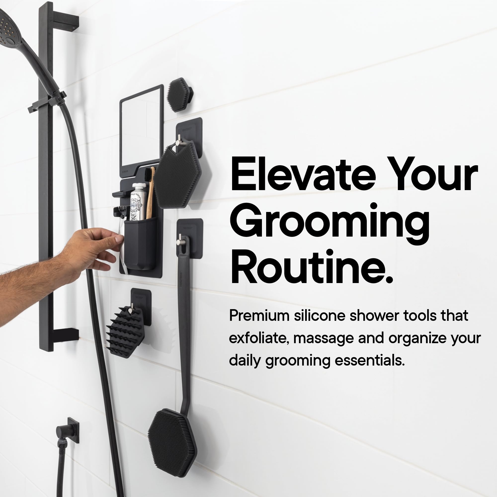 TOOLETRIES The Scrub King Silicone Shower Set - Charcoal