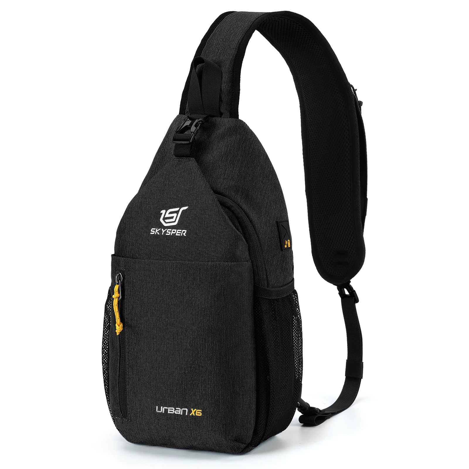 SKYSPER Sacoche Homme Bandouliere, Sacs à dos Porté Travers Sac à Poitrine avec Port pour Écouteurs, Sac à Dos de Voyage pour Homme & Femme