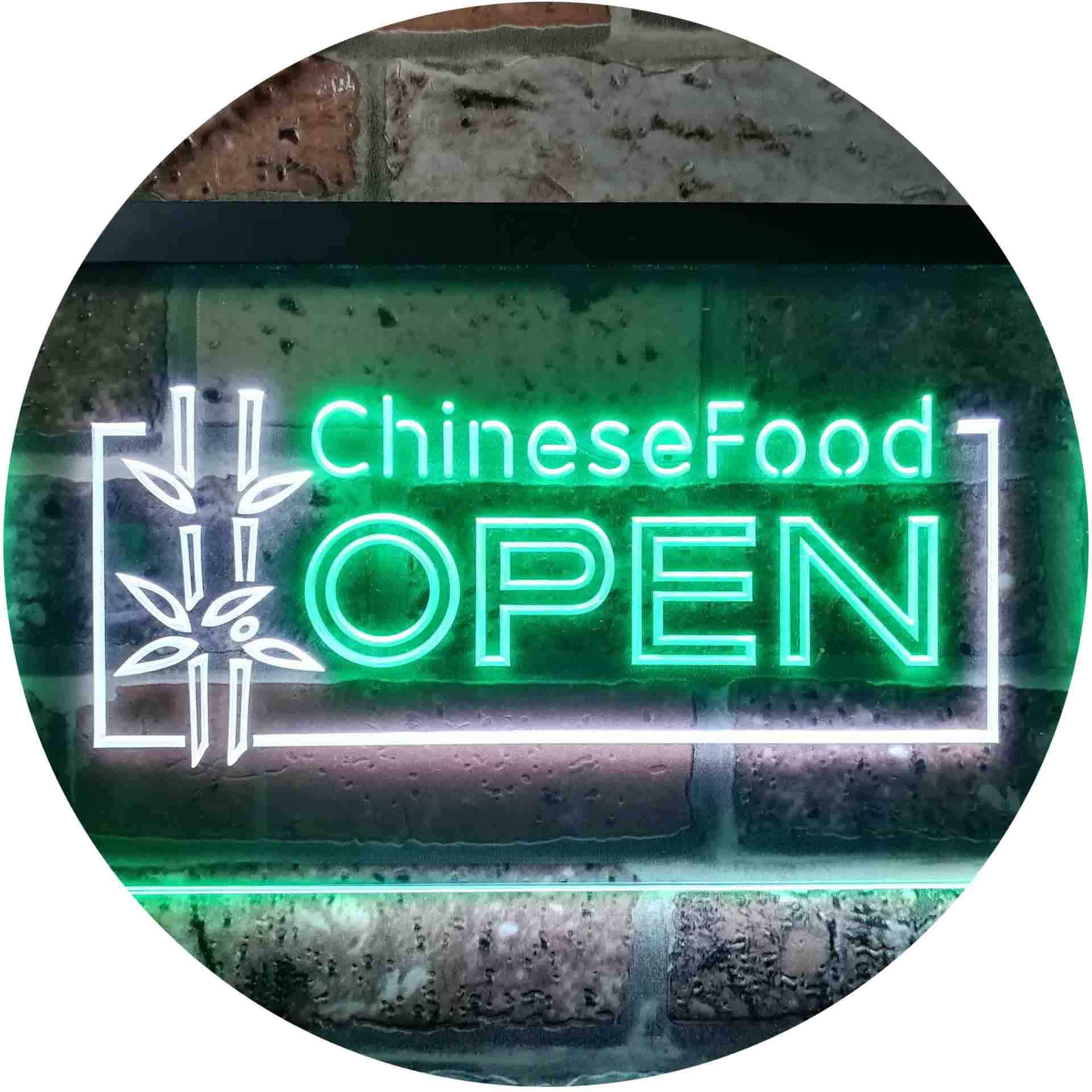 ADVPRO Chinese Food Restaurant Open Dual Color LED Neon Sign White & Green 600 x 400mm st6s64-i0013-wg — image 1
