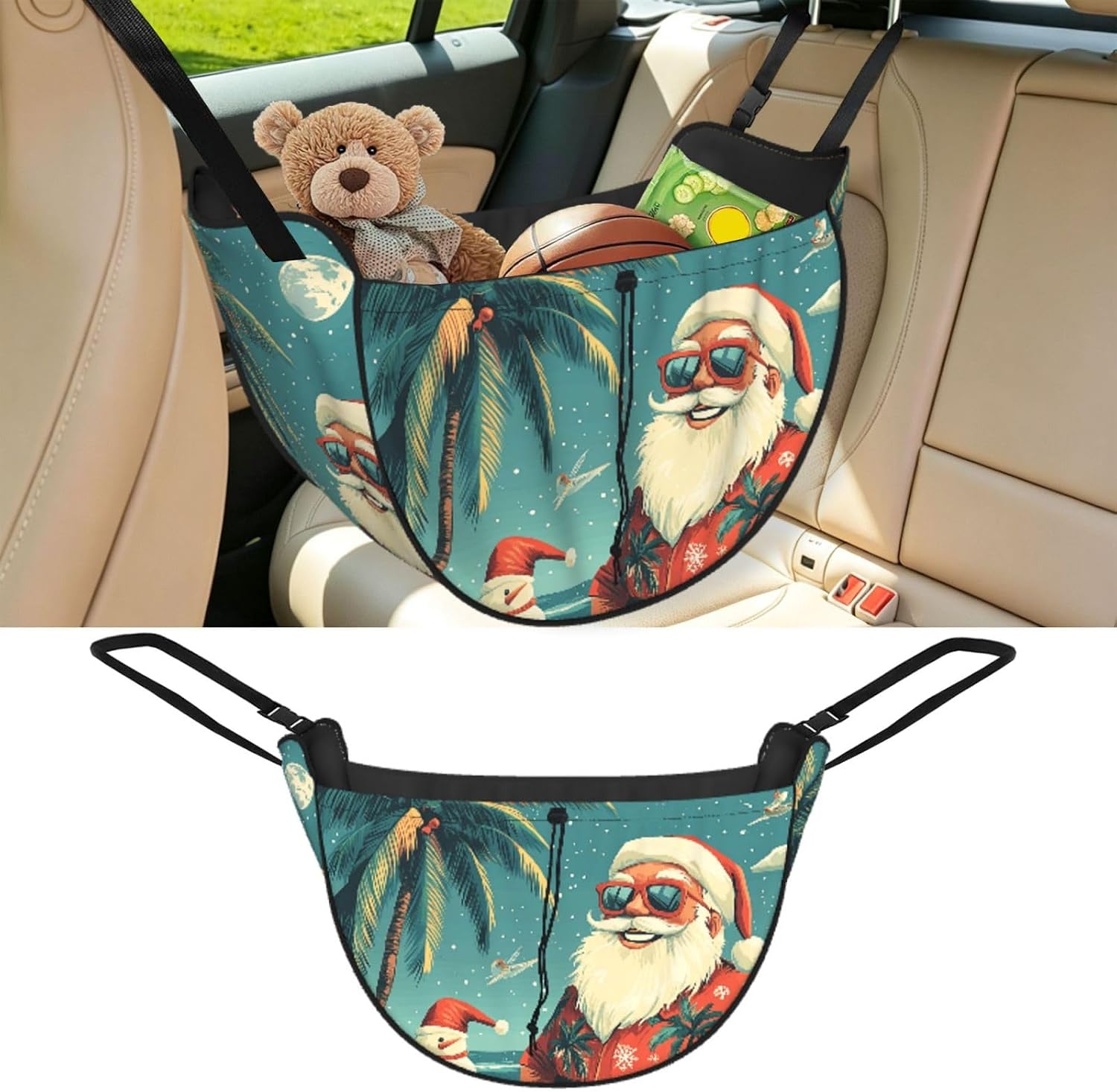 Augenstern Tropical-Christmas-Santa Car Backseat Organizer Bag For Road Trips
