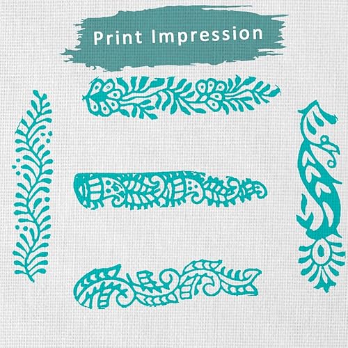 Miniatura 3 de Hashcart Mehndi Print Blocks Sello de madera con patrón de borde, bloques de impresión textil indio tallados a mano para manualidades en tela,