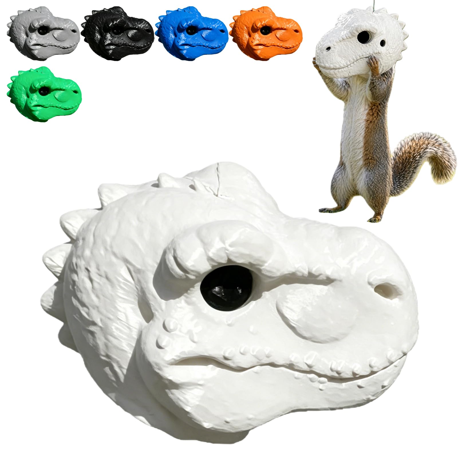 Dinosaur Head Squirrel Feeder, Funny Dino Head Squirrel Feeder