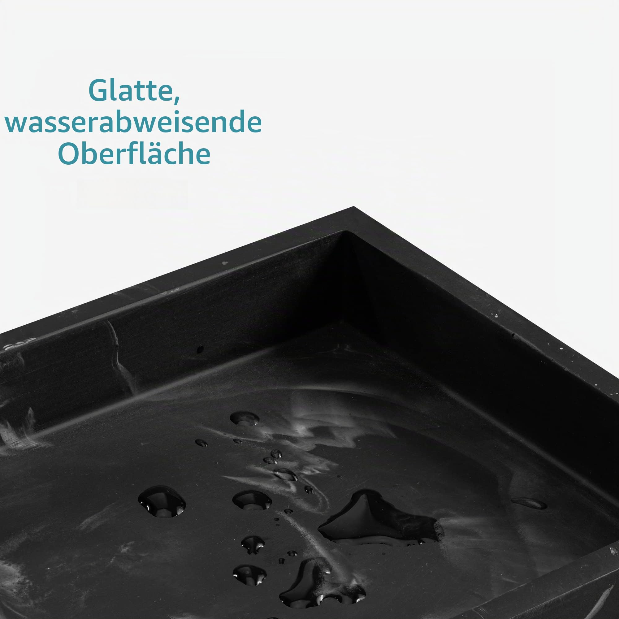 Navaris Tablett für Schmuck und Make-Up Marmoroptik - Rund Platte Deko Tray Schminktisch - Badezimmer Tablett Schwarz - Rechteckig Schale Marmorplatte