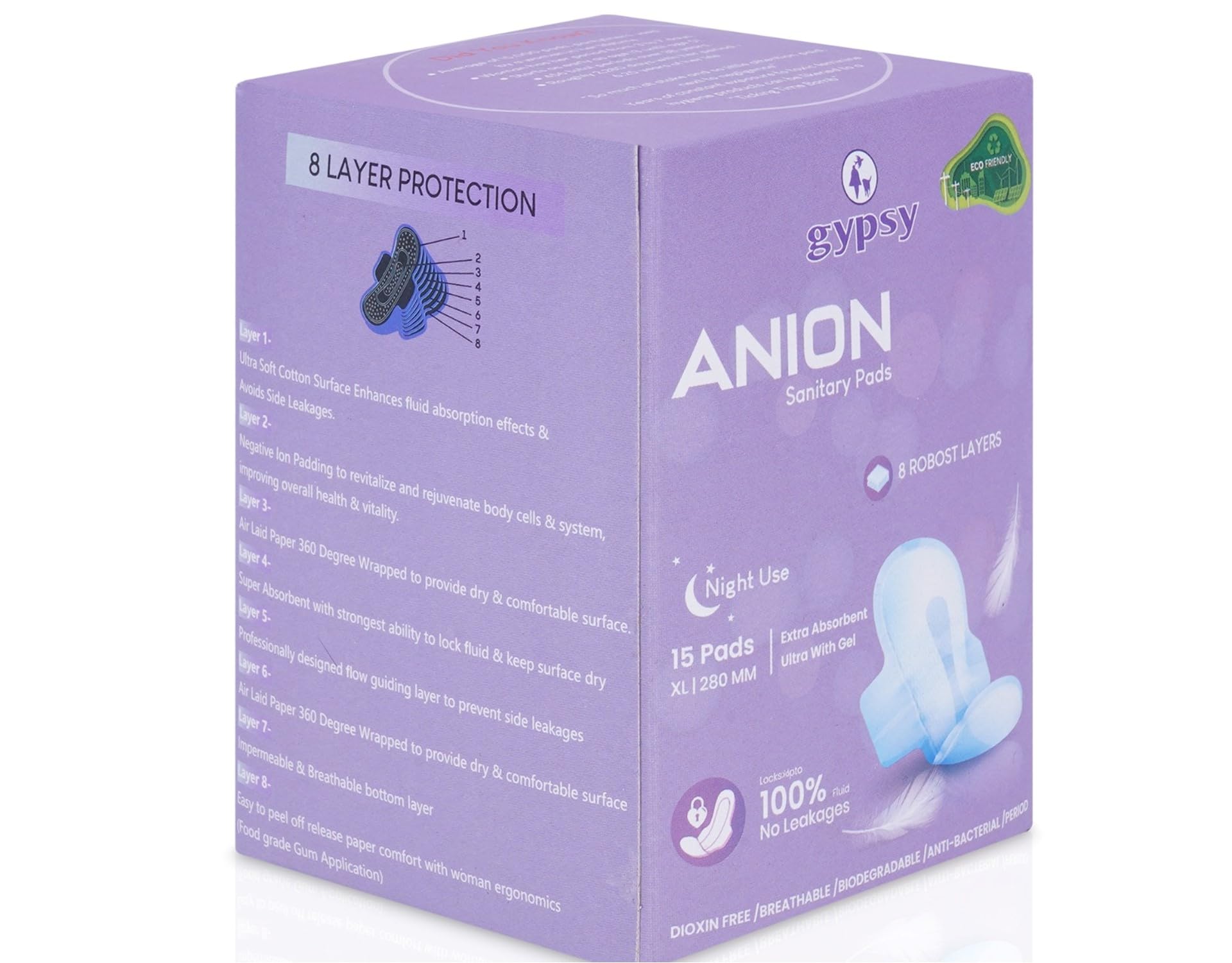 Gypsy Anion Ultra-Thin Sanitary Pads for Women | 45 Cotton Sanitary Napkins – XL (3 x 15) | Toxic Free & Rash Free Periods | Leakproof | Quick Absorption | Unscented | Extra Long | Skin Friendly. (B0D3YPYLJS) Amazon Price History, Amazon Price Tracker