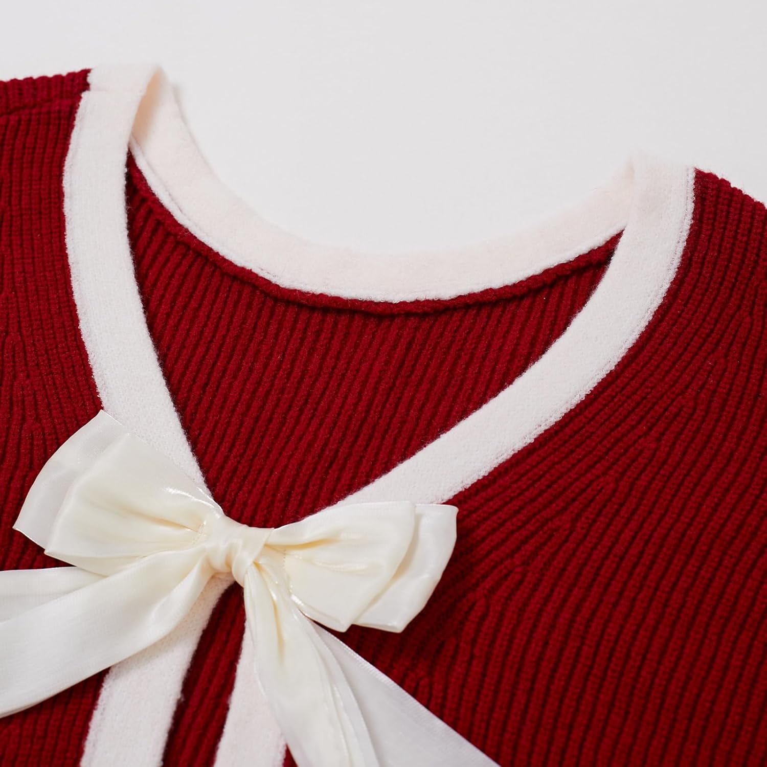 CHICWISH Women Bow Open Back Ribbed Knit Sweater Long Sleeve Crewneck Sexy Casual Holiday Party Backless Tie Sweater Tops - Image 5