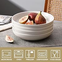 Vista 5 de Sweejar Tazones para pasta, platos llanos de cerámica, cuencos de ensalada de 25 onzas para servir, sopa, postre, pizza, fruta, filete, microondas