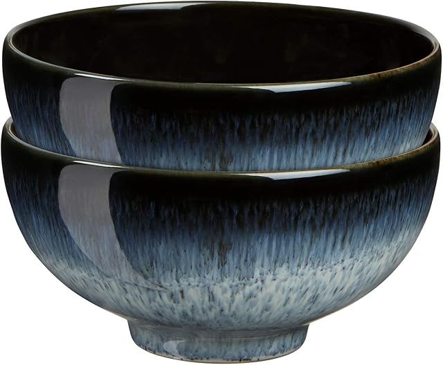 Denby 199048845 Halo 2 Piece Rice Bowl Set, Black