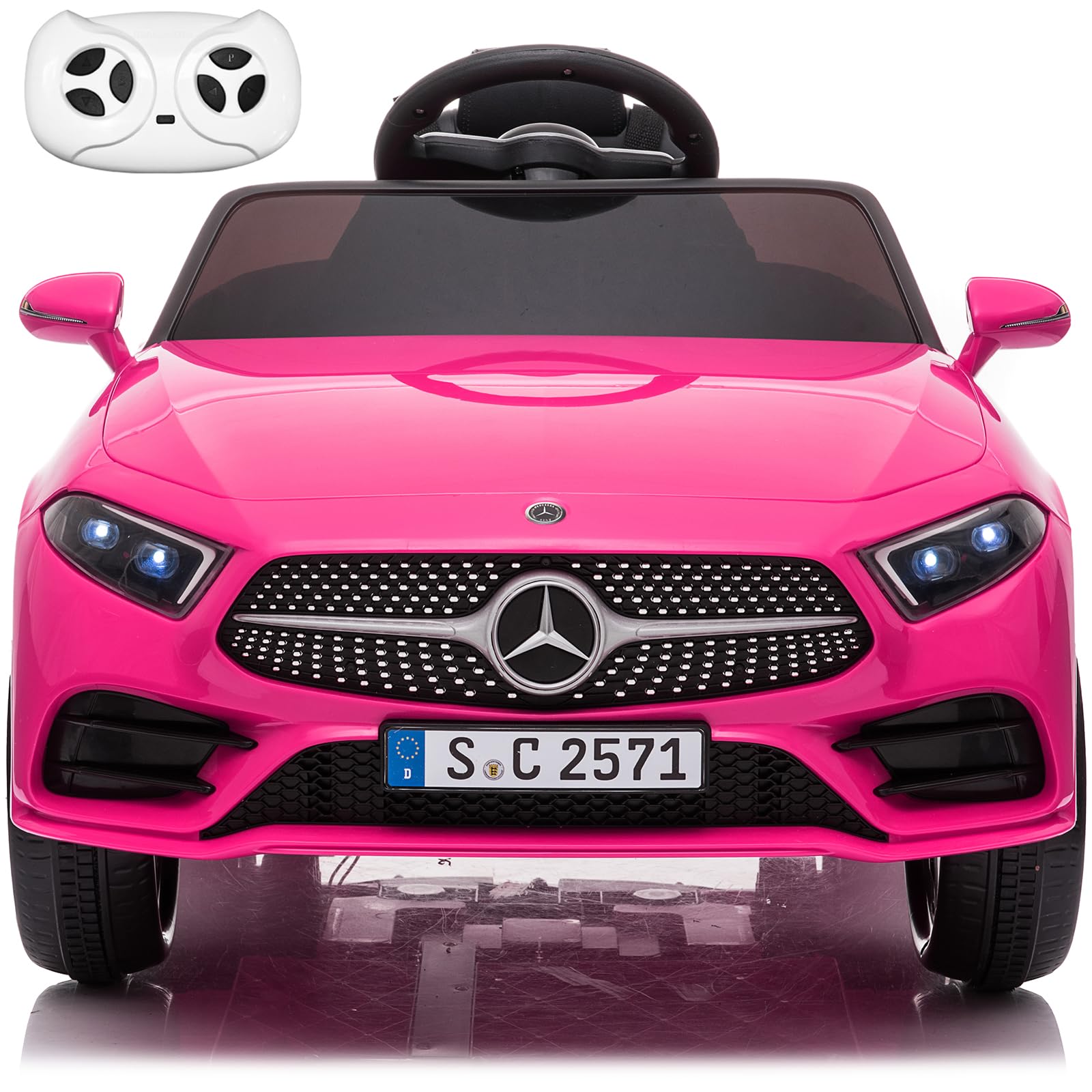 FXIONA Kids Electric Cars for Toddler Ride On with Parent Remote Control Vehicles for Girl and Boy Ride in 12V Battery Power 4 Wheels Mercedes Benz Big Toys Baby Toddler Car Music Light 3 Speed(Pink)
