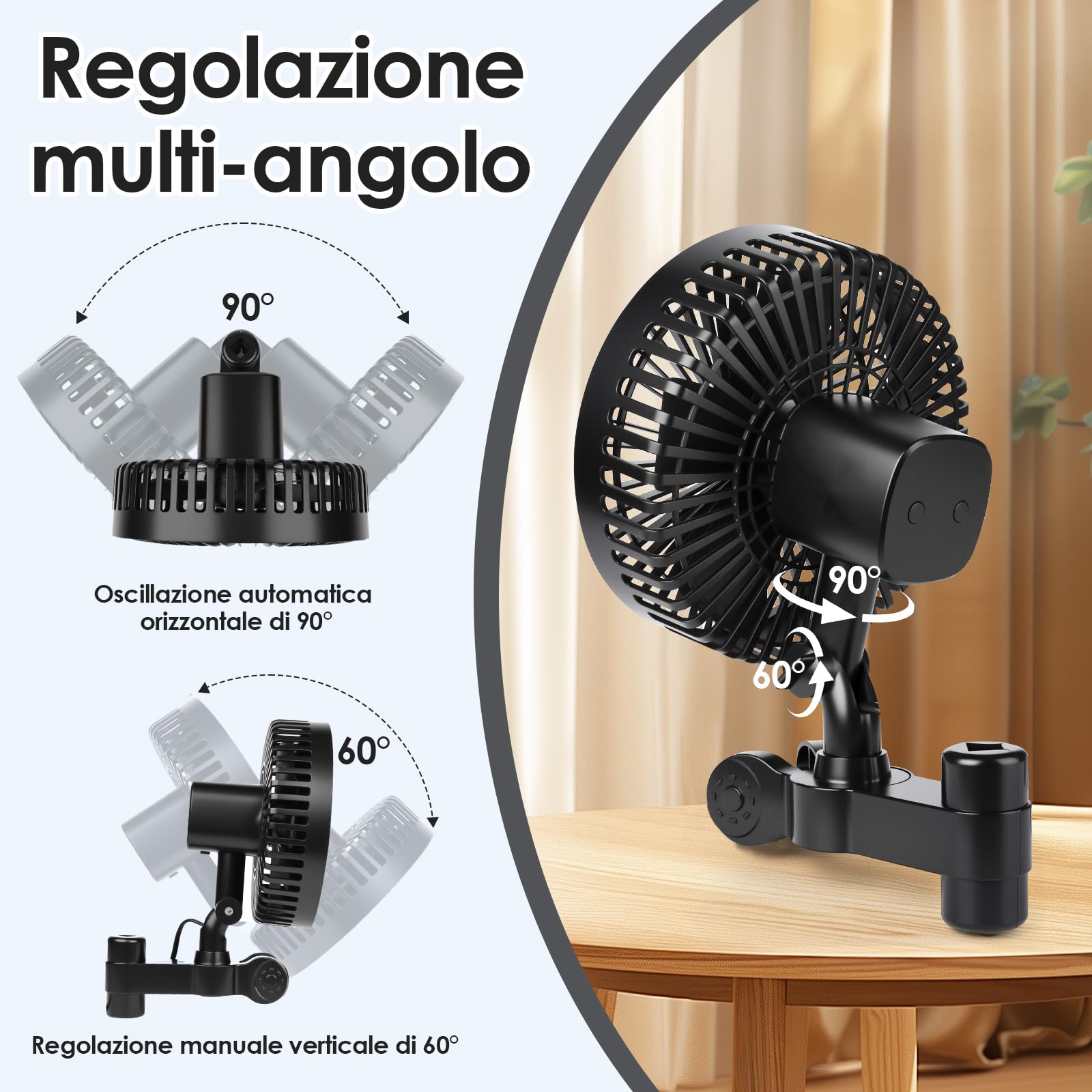 Grow Ventilatore con Clip e Regolatore di velocità Continuo, Motore EC, 2100 Giri/min, Oscillante, 10W, IP44 - Ventola per Growbox/Tenda