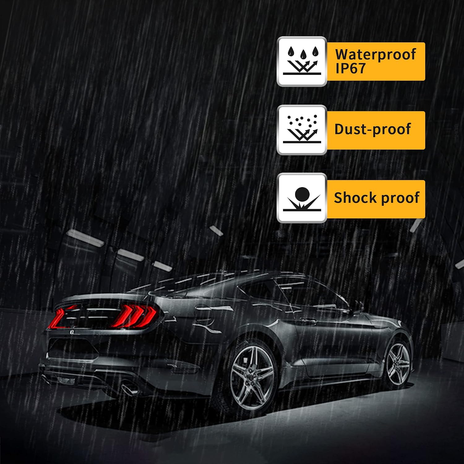VLAND LED Tail lights Compatible with Ford Mustang 2015-2020 with Sequential Red Turn Signal, Smoke, Passenger&Driver Sides