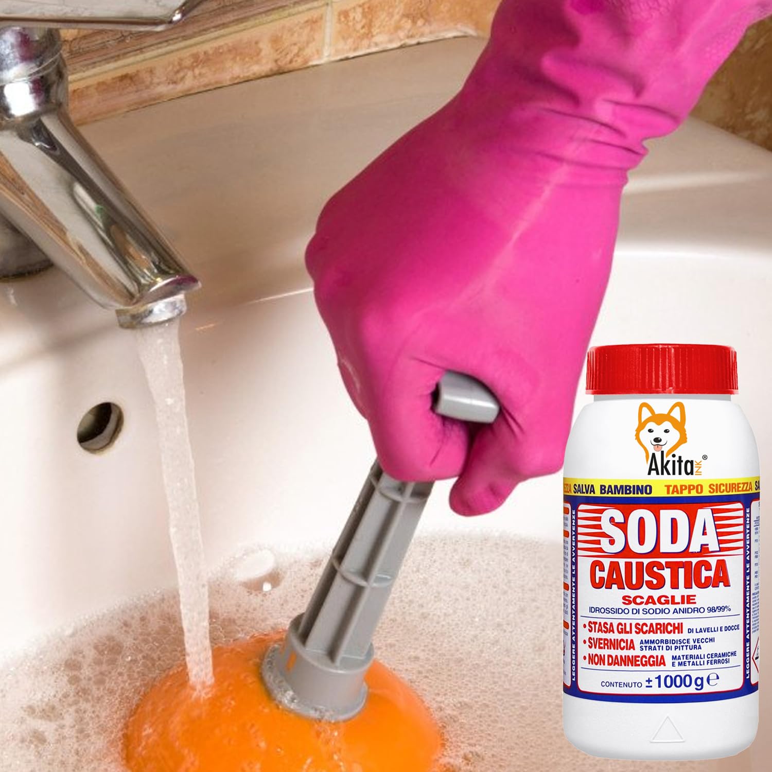 Soda caustica a scaglie uso industriale domestico sverniciatore disincrostante 4 pz