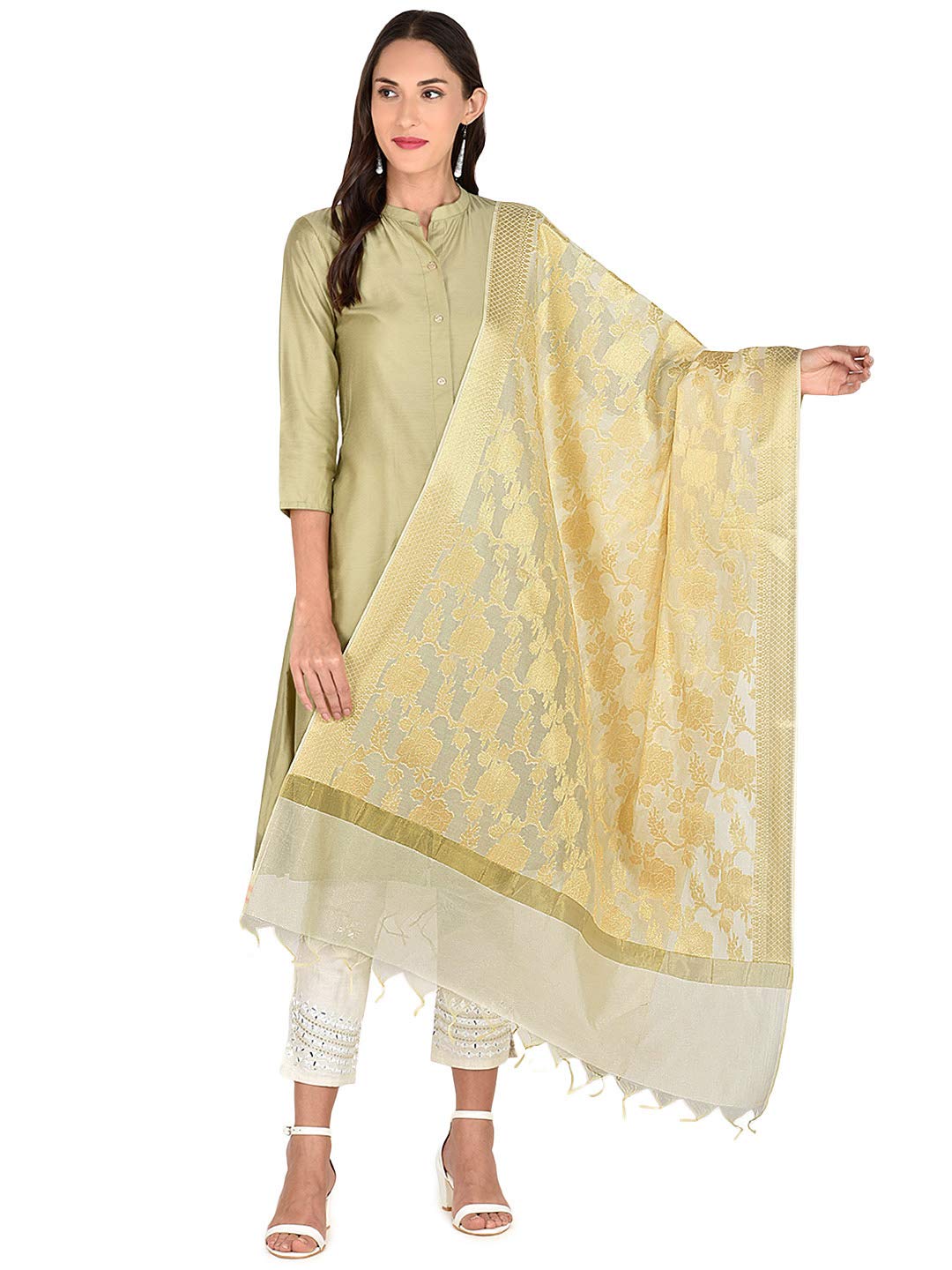 dupatta bazaar Women's Floral Silk Dupatta-picture-38