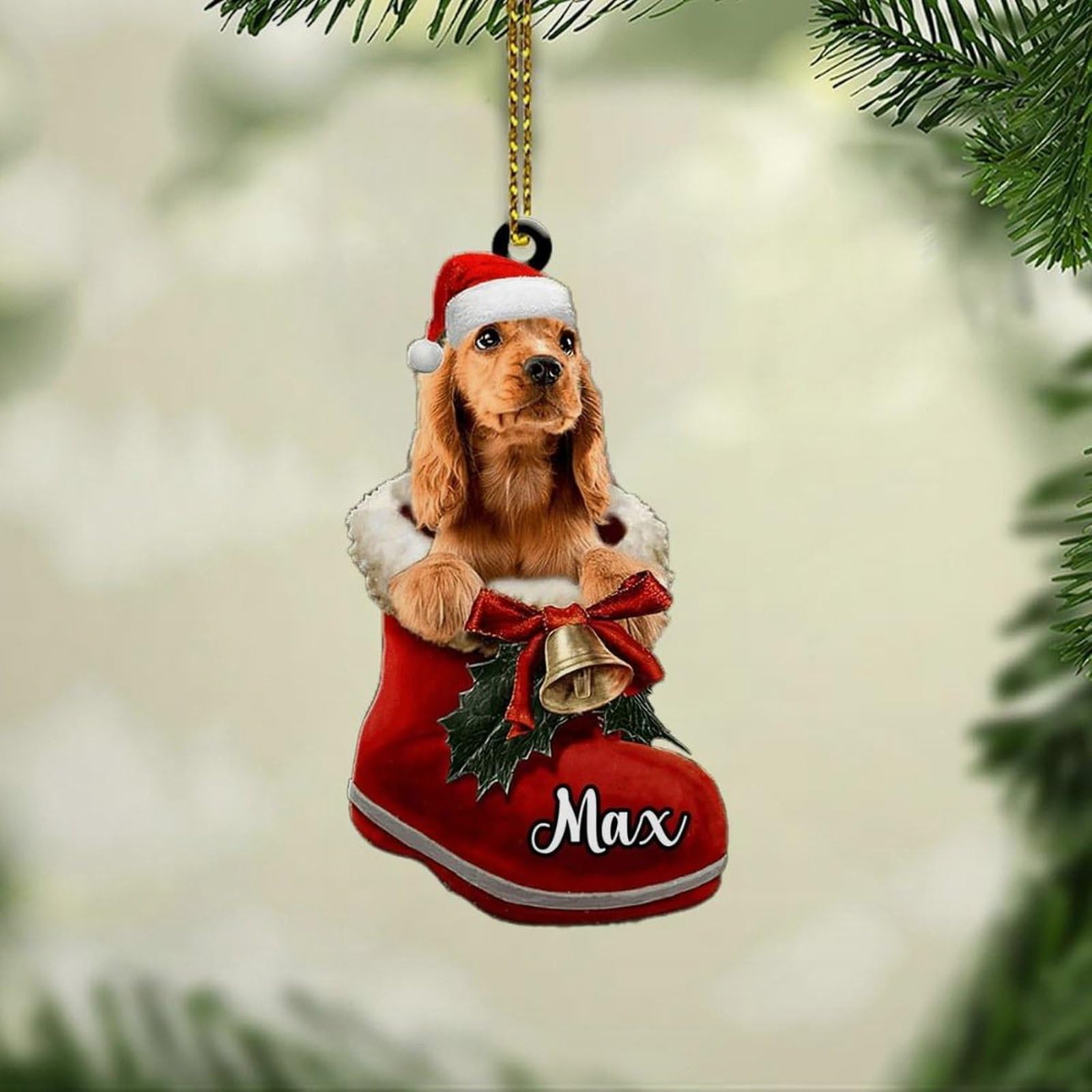 Luckluccy Custom Cocker Spaniel Ornament,Personalized Christmas Ornament,Gifts for Dog Mom,Dad,Lovers,Xmas Decor Hanging