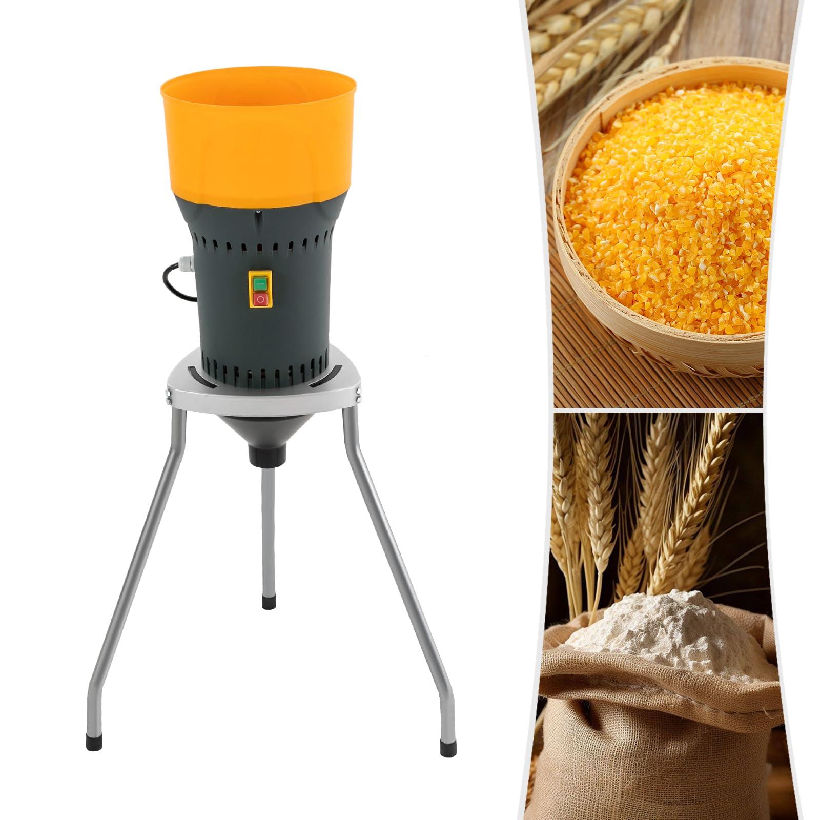 Elektrische Getreidemühle Mühle Mit Dreifaß et 5 Größen Mahlsiebe Maismühle 220V Grain Mill,Für das Mahlen von Getreide, Gewürzen, Reis, Mais, Weizen, Gerste und Pfeffer (1000W 25L)