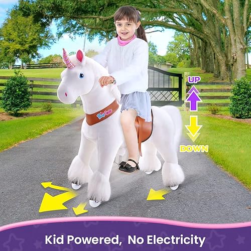 Miniatura 5 de PonyCycle Juguetes de unicornio para montar en ponis para niños, unicornio paseo en animales modelo clásico U (con freno36 pulgadas de alturatamaño