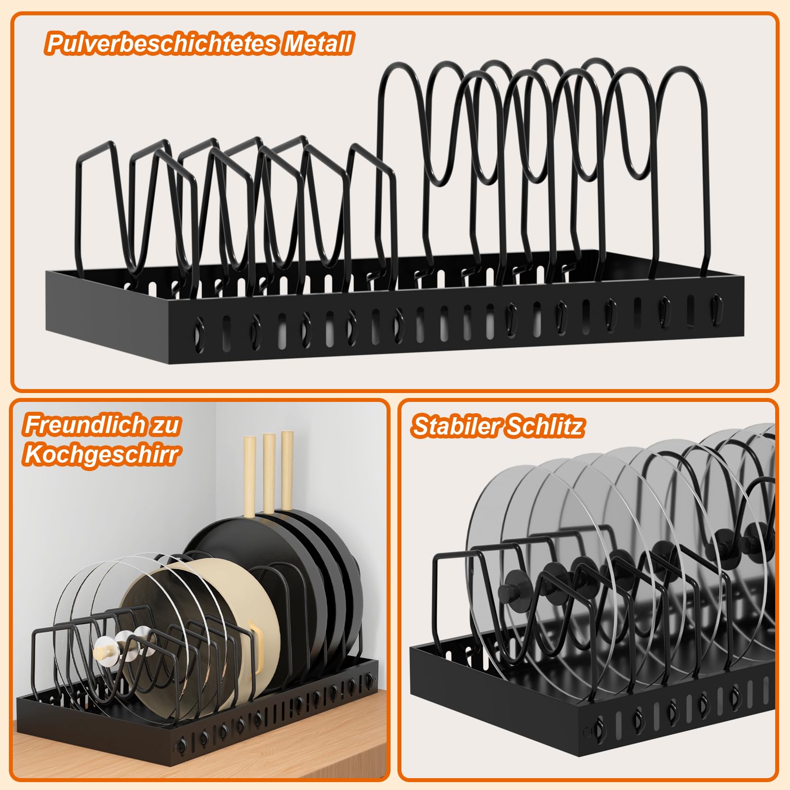 FLSEPAMB Deksel Organizer Pot Deksel Organizer Pot Deksel Rack Houder Geschikt voor Bakvormen Schotel Plaat, Snijplanken, Potten & Panen, Serveerdienbladen, Herbruikbare Containers in Kast Pantry (1