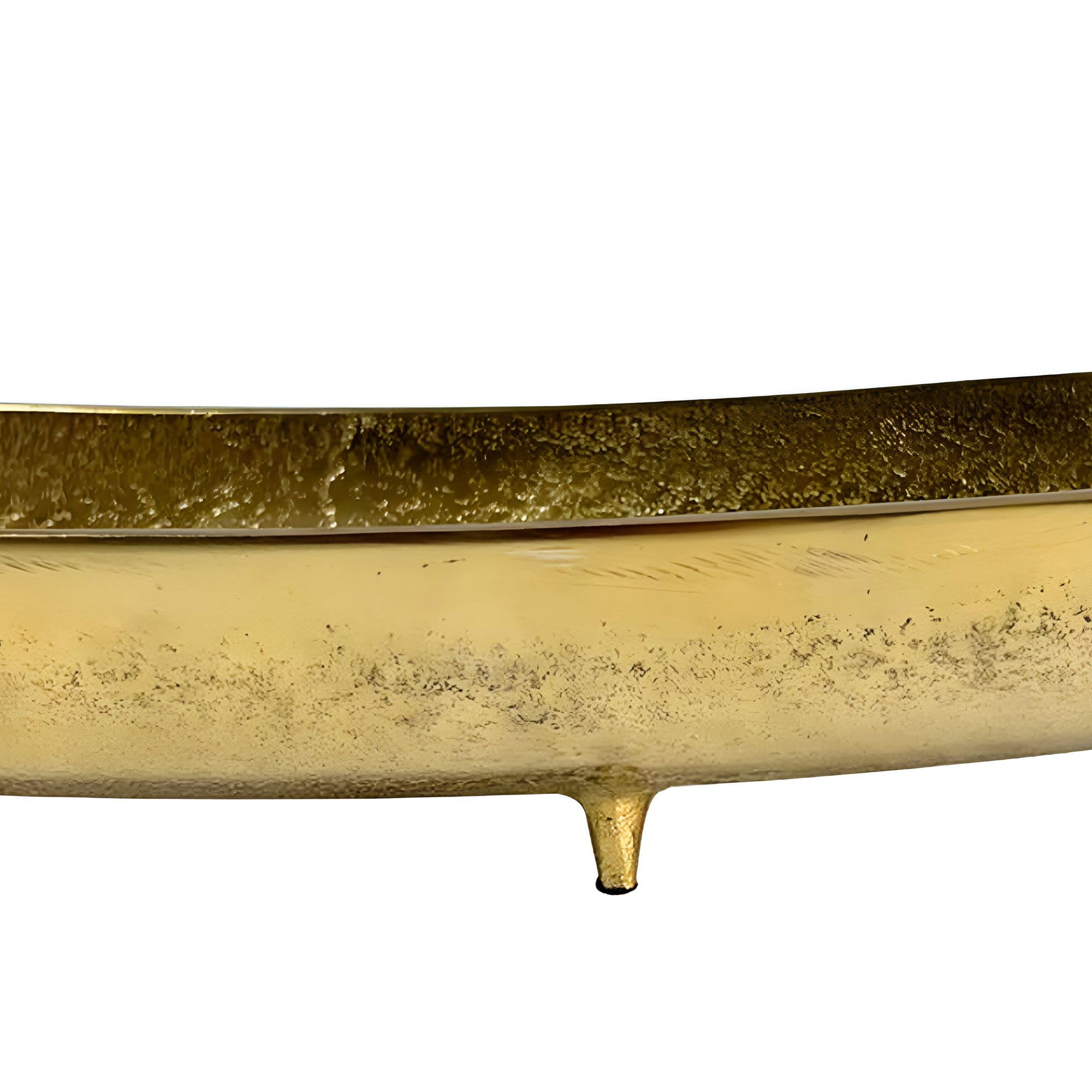 FineBuy Dekoschale 80 cm Aluminium Gold, Tischdeko Metall Länglich | schmale Schale als Wohnaccessoire, Tischdekoration für Esstisch und Sideboard, handgefertigtes Unikat, Obstschale