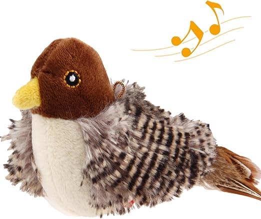 Gigwi Chirping Bird Cat Toys for Indoor Cats, Interactive Cat Toy with Real Electronic Squeaky Sound and Feather, Kitten Toys Automatic Cat Toy for Cat Exercise & Kicker to Self Play(No Flapping)