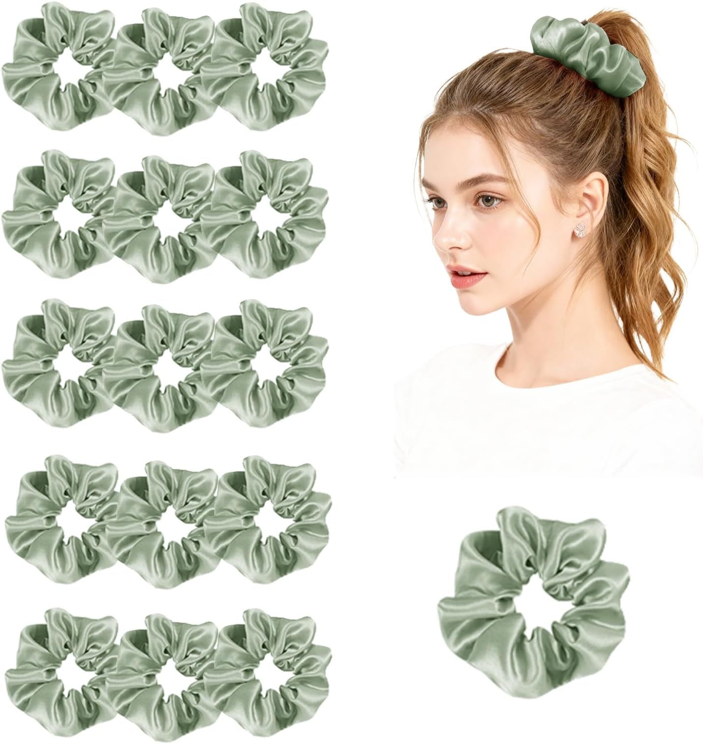 - Womens Satin Scrunchies 16Pack Silk Scrunchy Silky Hair Ties Elastics Hairs Bow Hairtie Hairbands Ponytail Holder Accessory