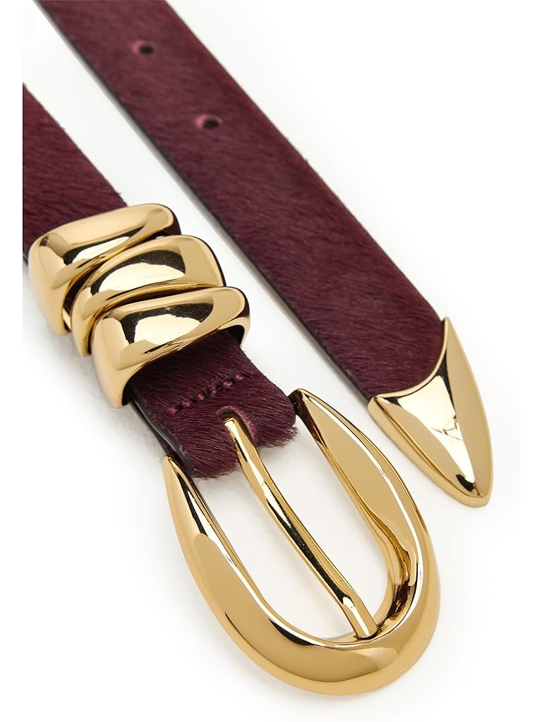 Burgundy Madewell Triple Metal Keeper Belt: Haircalf