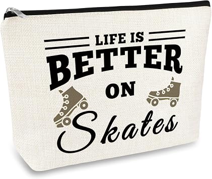 Roller Skater Gift Skates Makeup Bag Roller Skating Lover Gift for Girls Women Cosmetic Bag Skate Lover Gift Skating Team Gift Best Friend Daughter Birthday Christmas Gift Figure Skating Gift