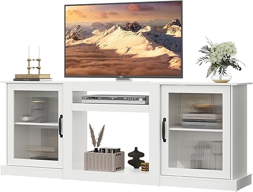 Miniatura 19 de WLIVE Soporte de TV estilo granja para TV de 65 pulgadas, centro de entretenimiento de 58" con gabinetes de almacenamiento, consola de TV con Negro
