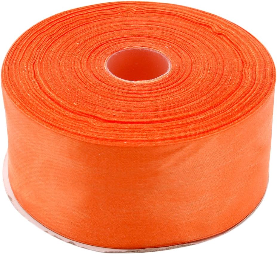 Topenca Supplies 2 Inches x 50 Yards Double Face Solid Satin Ribbon Roll, Orange