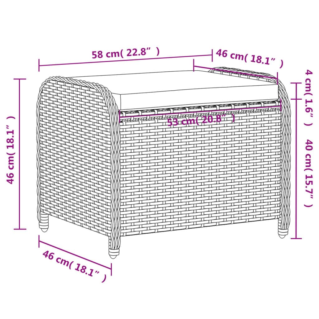 vidaXL Tabouret de Jardin avec Coussin, Chaise de Patio, Siège de Terrasse, Meuble de Balcon Arrière-Cour Extérieur, Brun Résine Tressée