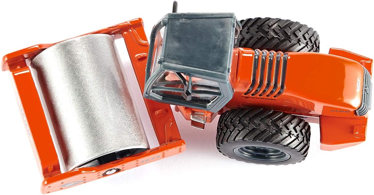 Siku 3530, Single-Drum Compactor, 1:50 Scale, Metal/Plastic, Orange, Rotating Roller