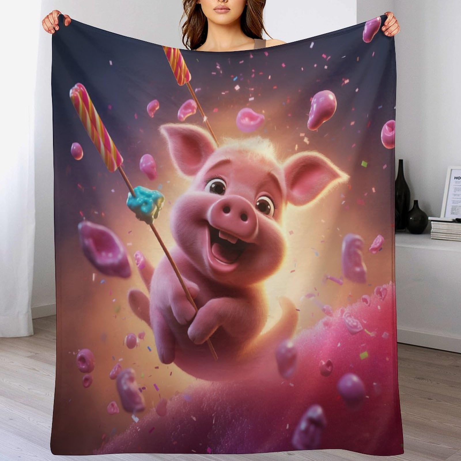 Couverture polaire cochon mignon pour des soirees cocooning chaleureuses sur le canape