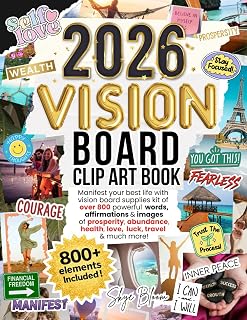 2026 Vision Board Clip Art Book: 800+ Powerful Pictures, Quotes, Words, Positive Affirmations, Aesthetic Images & Vision Board Toolkit Elements to ... Boards Gift for Women (Vision Board Supplies)