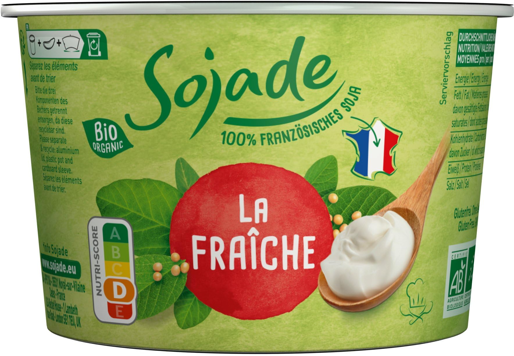 Fermentierte Bio Alternative zu Crème fraîche auf Soja- und Pflanzenfettbasis 18 x 200 g