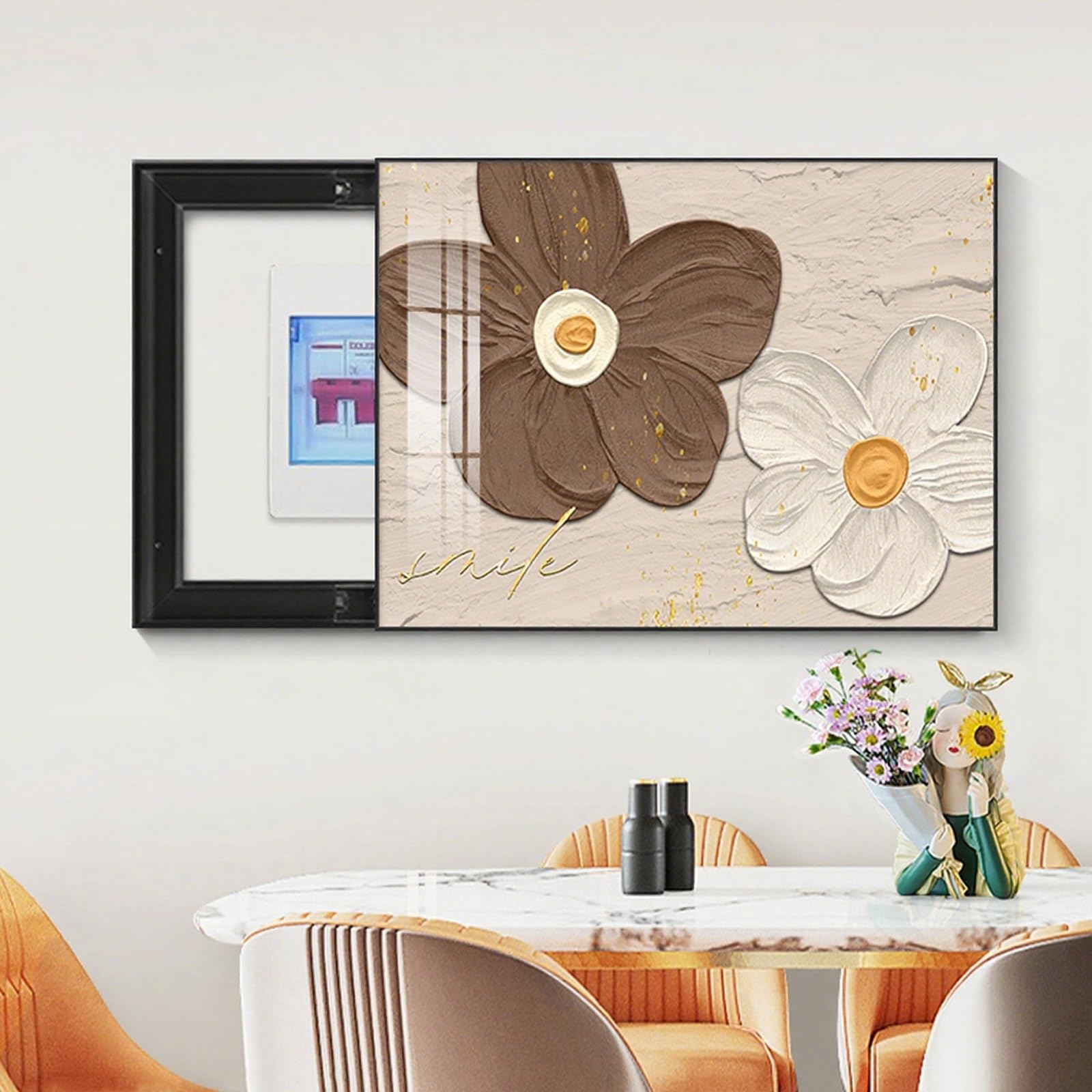 Genérico Tapa Decorativa para Caja de fusibles con Estampado Floral Colorido, Protector para medidor eléctrico e Interruptor automático, fácil instalación para Sala de Estar, 17.7 x 13.8 Pulgadas (ne