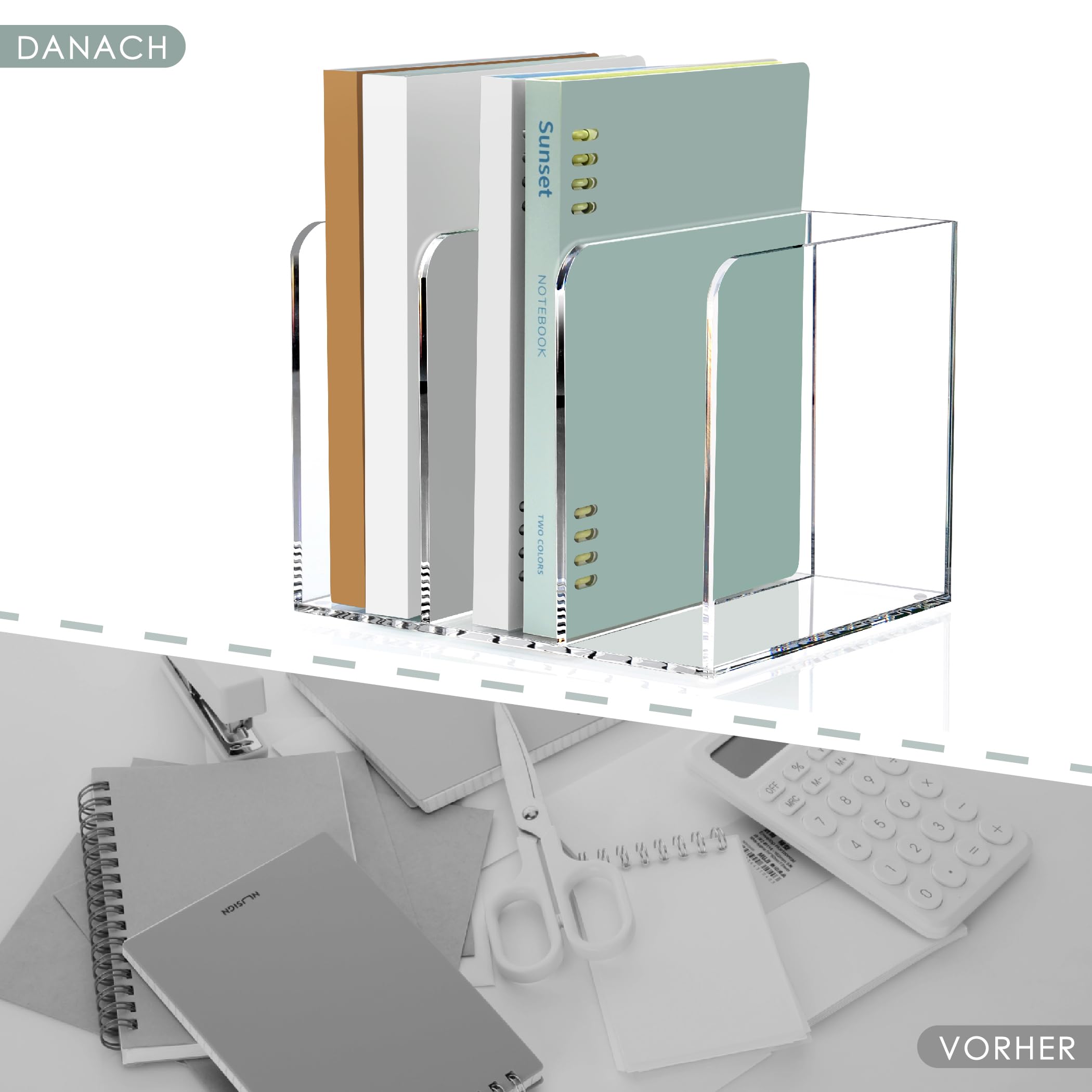 SANRUI Revistero de acrílico y soporte para libros, para documentos, libros, tabletas, cartas, soporte antideslizante para revistas, oficina y cosméticos (18,5 x 21,5 cm)
