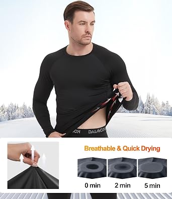 Dalavch 5 Pack Thermal Compression Shirts for Men Long Sleeve Running Gear Undershirt Base Layer for Winter Cold Weather