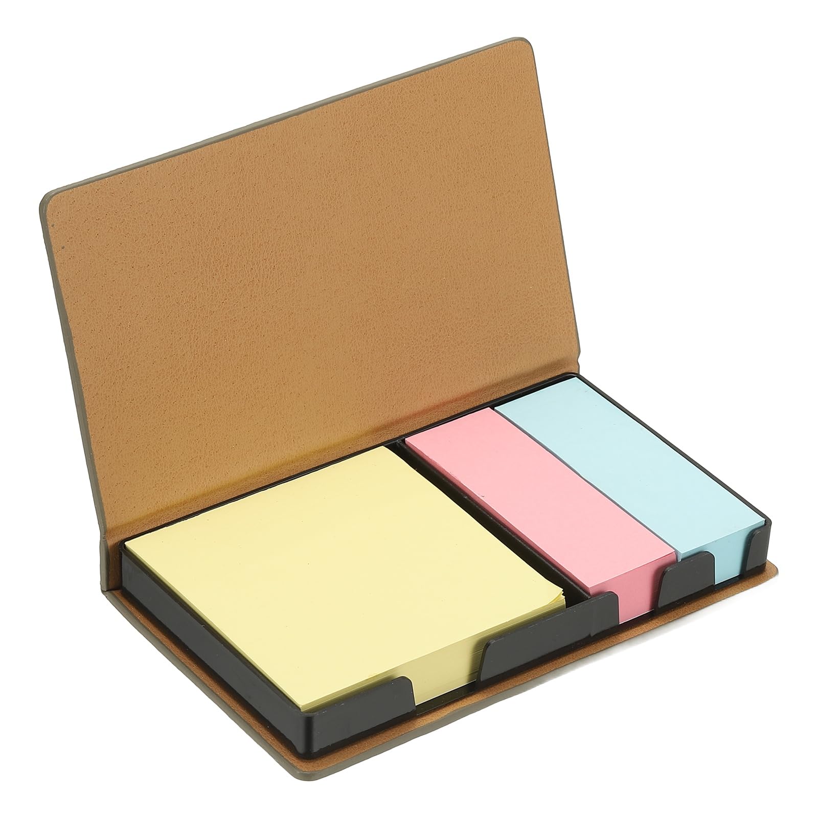 PATIKIL Leather Sticky Notes Holder, Post Notes Holder Storage Box Desktop Mini Case Business Card Holder Memo Pad Organizer for Desk Home Office Books Notebook, Gray
