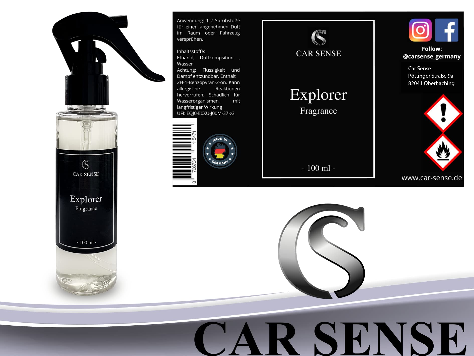 Car Sense 6er Set Set Koko, Fresh, Invincible, Watermelon, Explorer, Blue Auto-parfüm 6x100 ml Sprühflasche der perfekte Autoerfrischer I Lufterfrischer mehr als ein Duftspray
