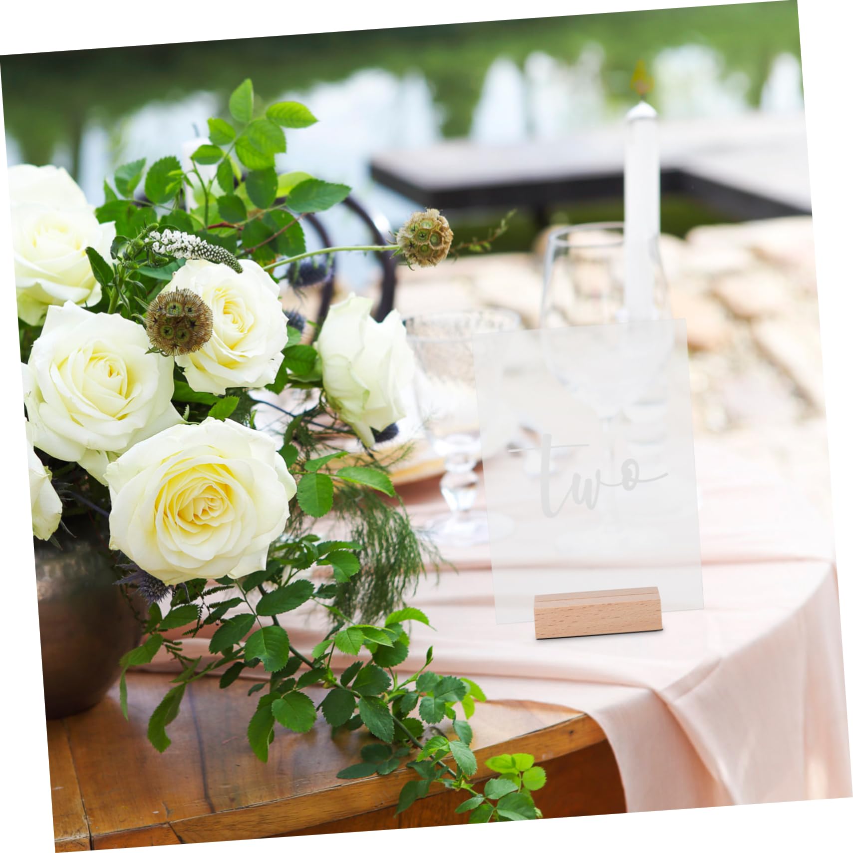Numeri Tavolo Rotondi 10 Set in Acrilico con Base in Legno | Matrimonio ed Eventi, Linee Lisce, Stile Moderno e Semplice, Decorazioni per Tavoli