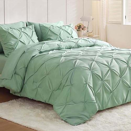 Miniatura 18 de JOLLYVOGUE - Juego de edredón Queen de 7 piezas - Cama en una bolsa Queen para todas las estaciones, juegos de edredón con pinzas con edredón,